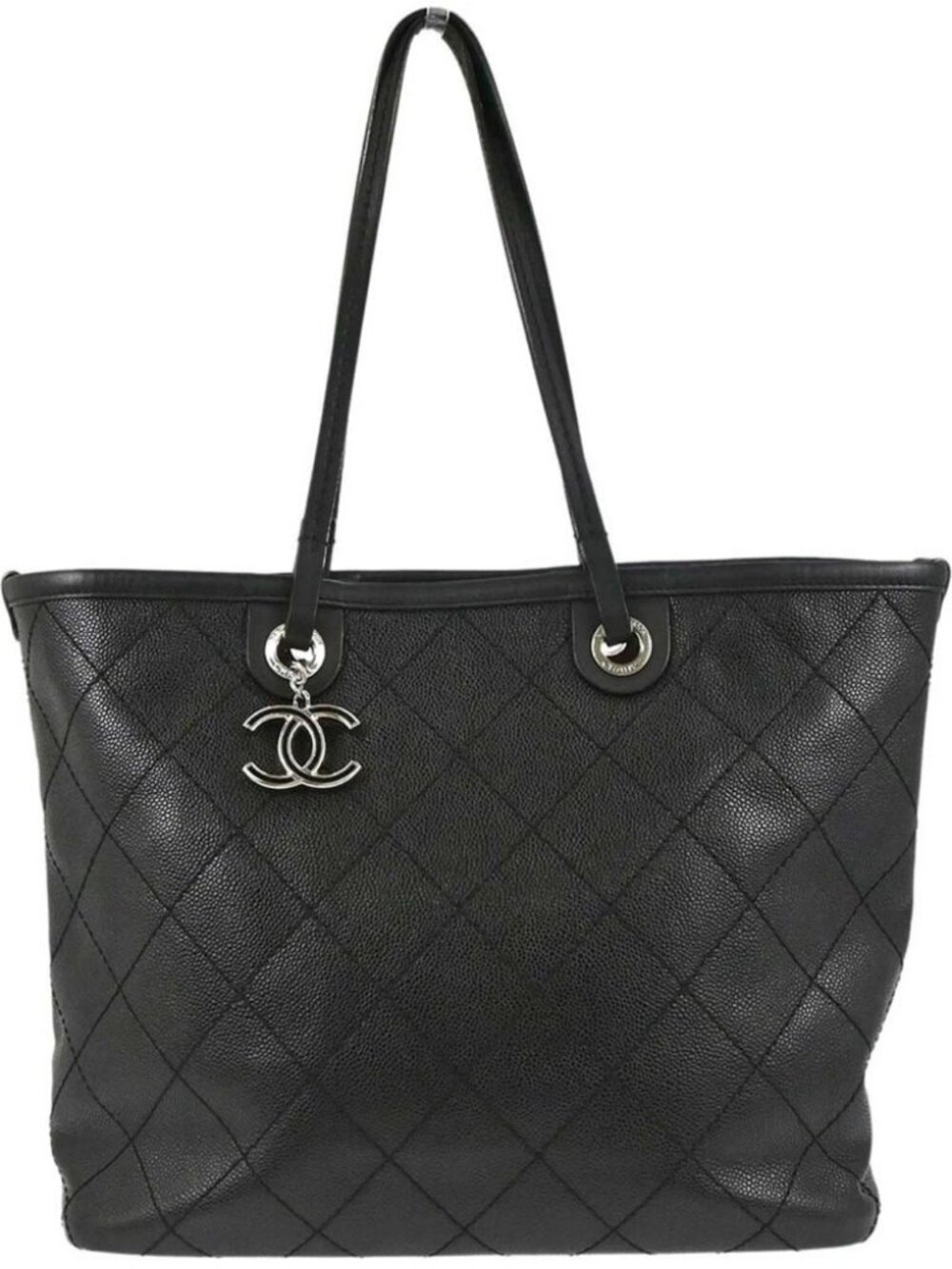 Chanel Black Calfskin On The Road Shopping Fever Tote Bag